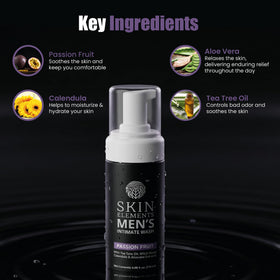 Skin Elements bottle beside hand for scale showing compact travel benefit