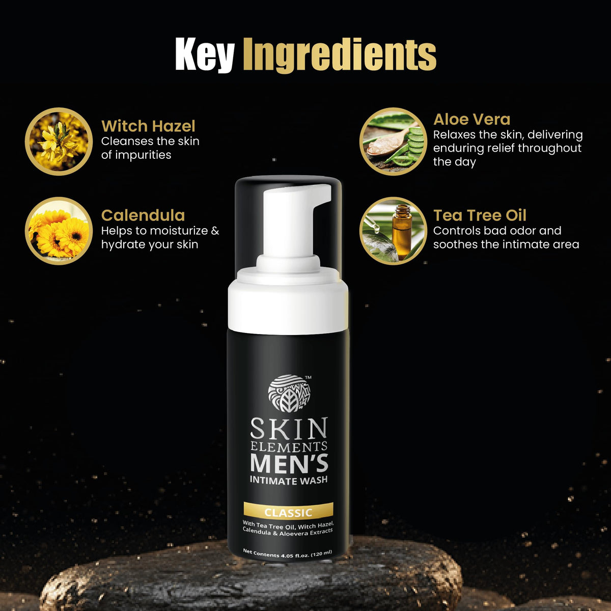 Skin Elements tea tree oil detail emphasizing refreshing natural aroma