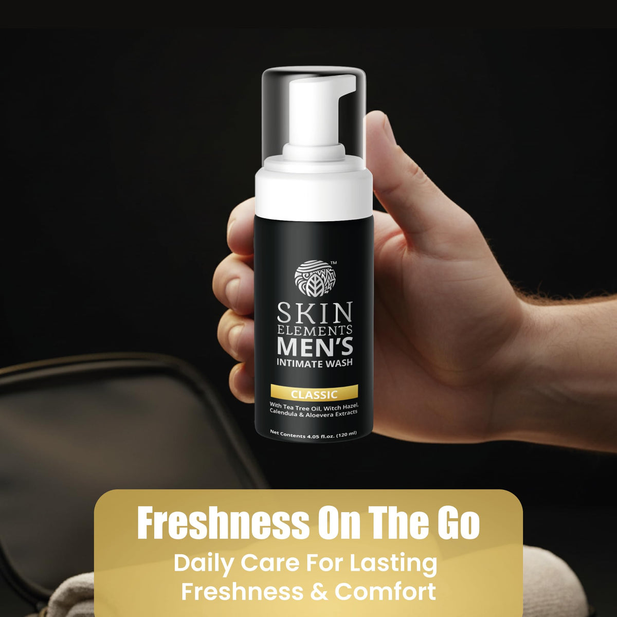 Skin Elements foam texture on hand highlighting gentle, non-greasy feel