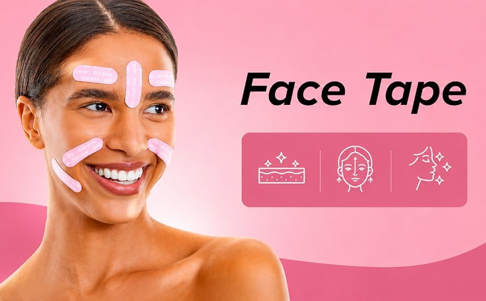 SKIN GYM strip applied to forehead demonstrating gentle lift and smoothing effect