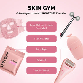SKIN GYM ice roller on a vanity with towel for spa-like at-home soothing