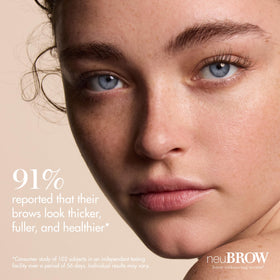 Skin Research Laboratories neuBROW lifestyle before and after photo demonstrating fuller, defined brow appearance