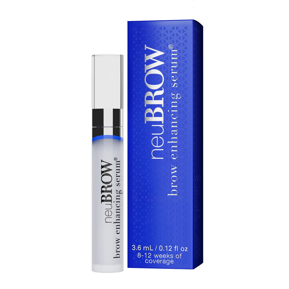 Skin Research Laboratories neuBROW front packaging showing compact 3.6 mL tube and branding for easy identification and travel convenience