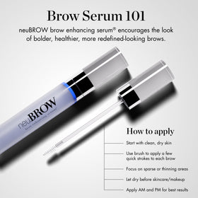 Skin Research Laboratories neuBROW mini brush applying serum for precise coverage and targeted brow enhancement
