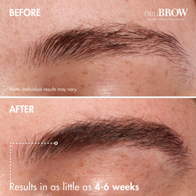 Skin Research Laboratories neuBROW clear serum droplet close-up highlighting lightweight texture and quick-dry benefit