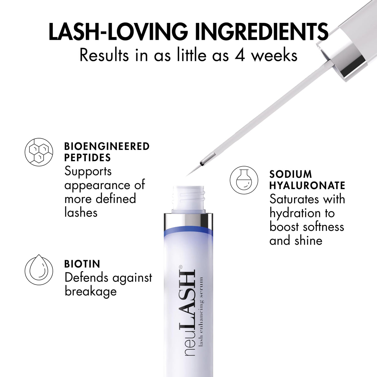 Skin Research Laboratories neuLASH applicator close-up for precise nightly application