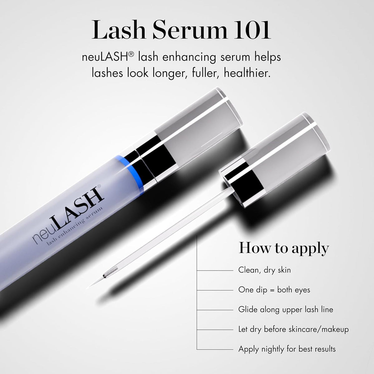 Skin Research Laboratories neuLASH on a bathroom vanity displaying everyday use