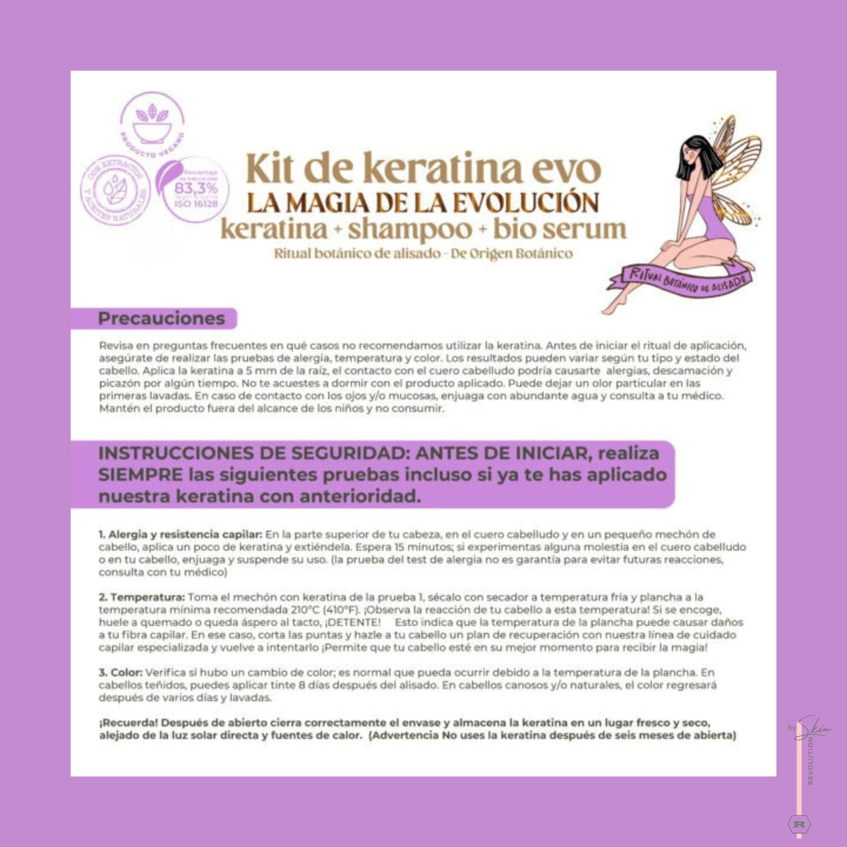 Skin Revolution label close-up lists key ingredients and safety features for consumer clarity