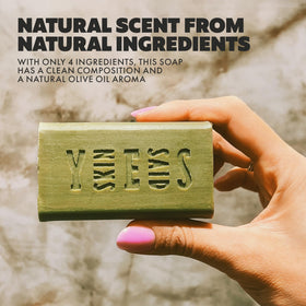 Skin Said Yes soap bar beside ruler showing generous 7.2 oz size and scale