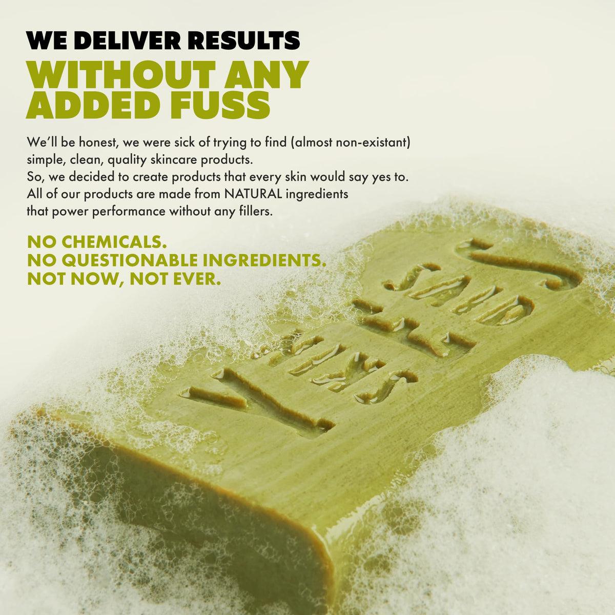 Skin Said Yes label showing simple ingredient list and clean formulation