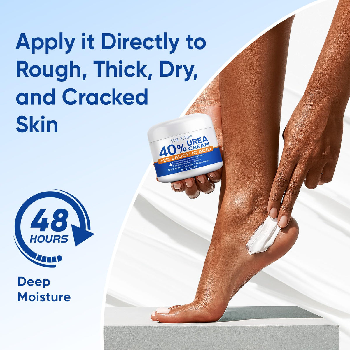 SKIN ULTIMA bedtime application with socks showing overnight repair boost