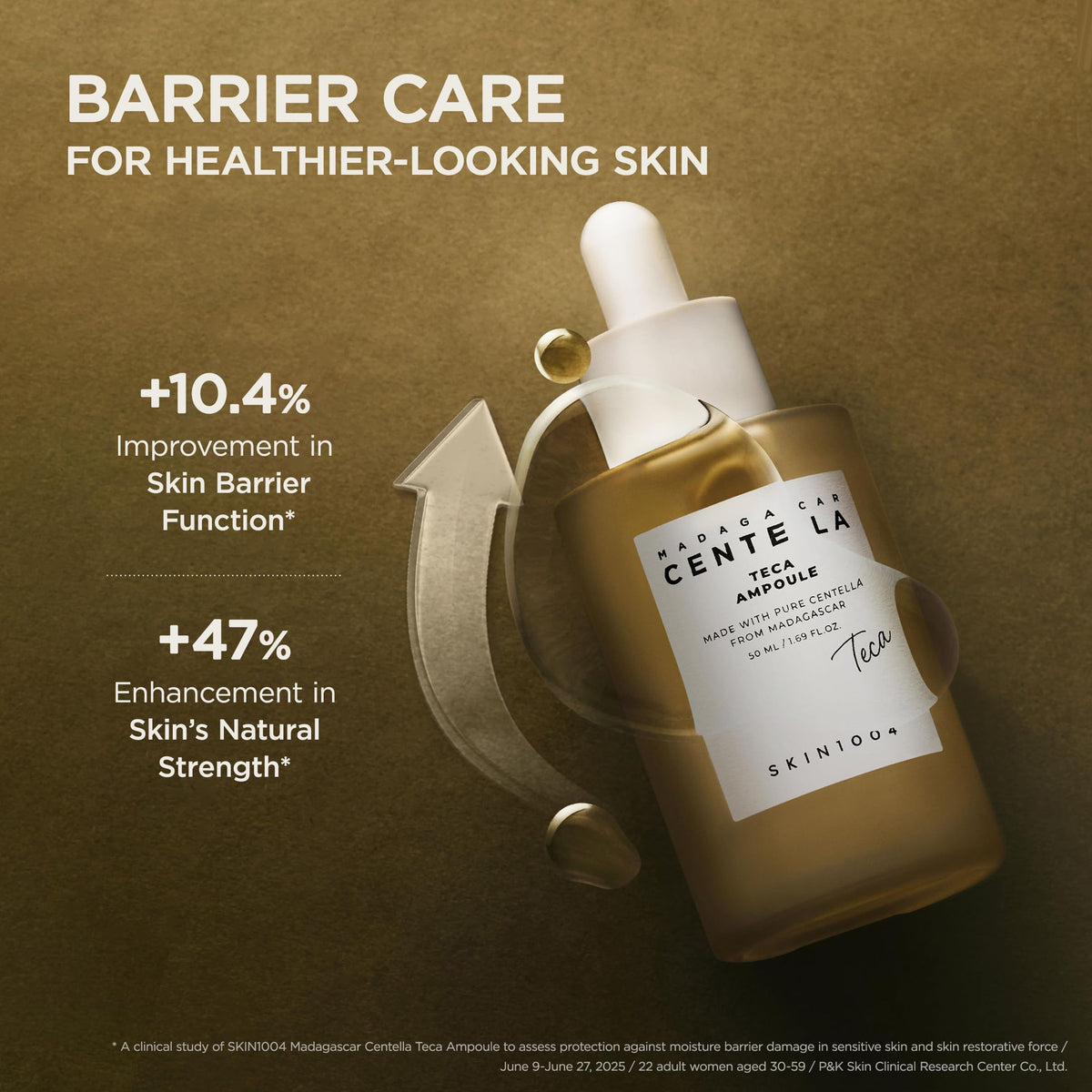 SKIN1004 hand applying ampoule demonstrating smooth patting absorption