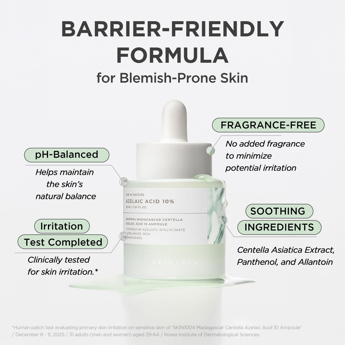 SKIN1004 conceptual before and after image suggesting reduced redness and marks