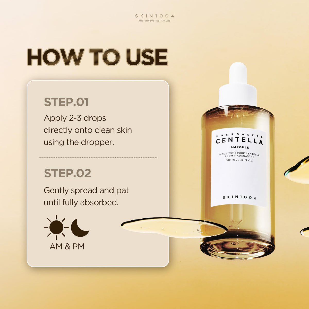 SKIN1004 bottle beside centella leaves emphasizing botanical sourcing benefit