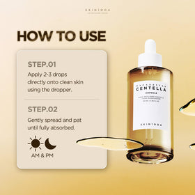 SKIN1004 ampoule being applied to hand demonstrating quick absorption