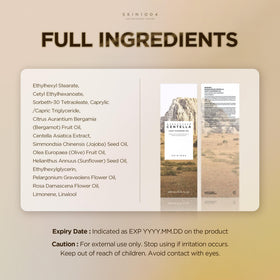 SKIN1004 back label detail presenting ingredient list and usage steps