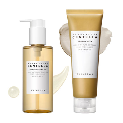 SKIN1004 front packaging of Centella Double Cleansing Duo showing set benefits
