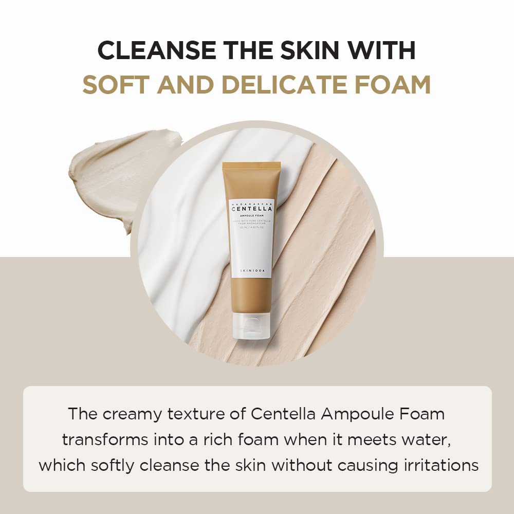 SKIN1004 close-up pump and foam texture illustrating mild lathering