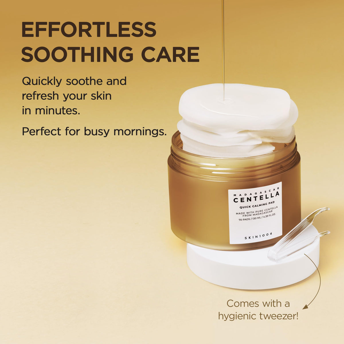 SKIN1004 soaked pad essence dripping to show hydrating hyaluronic benefit