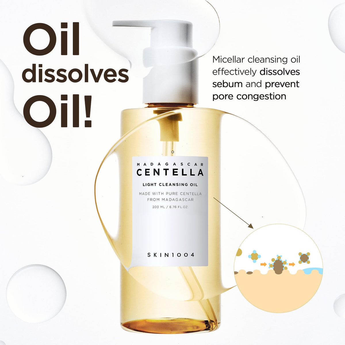 SKIN1004 cleansing oil in hand dissolving long-wear makeup quickly