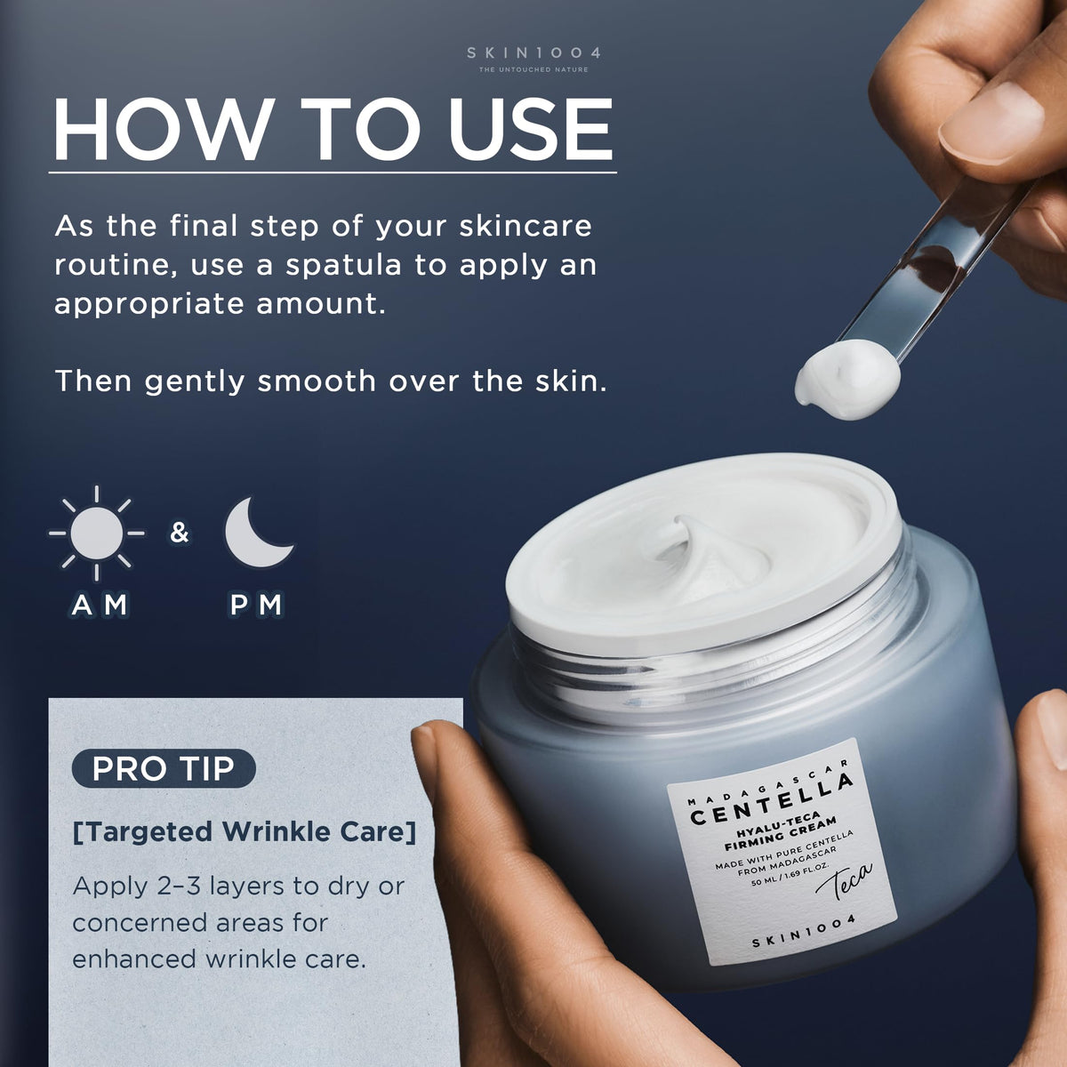 SKIN1004 layered cream on cheek demonstrating targeted plumping technique