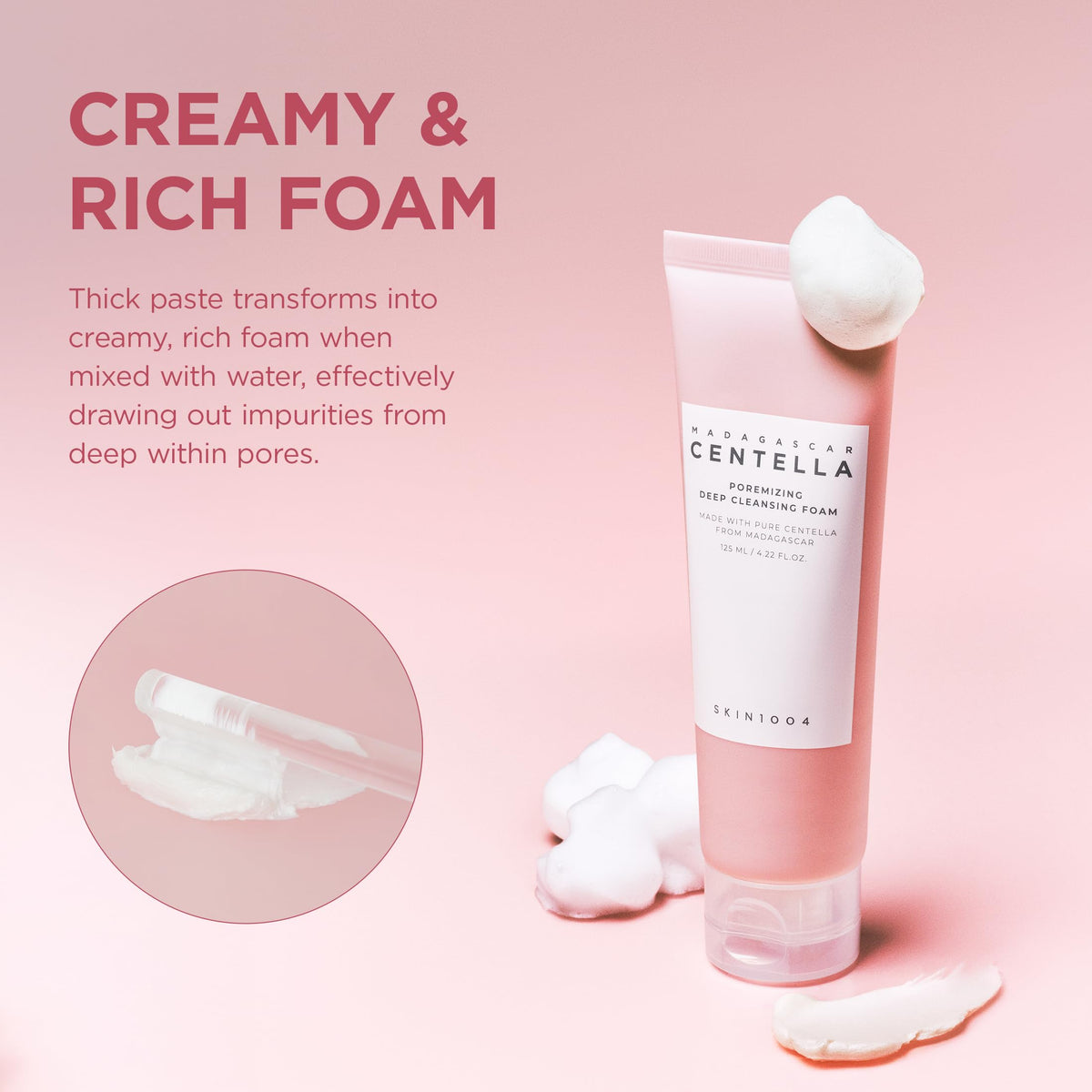 SKIN1004 foam rinsing from face showing effective removal and comfort