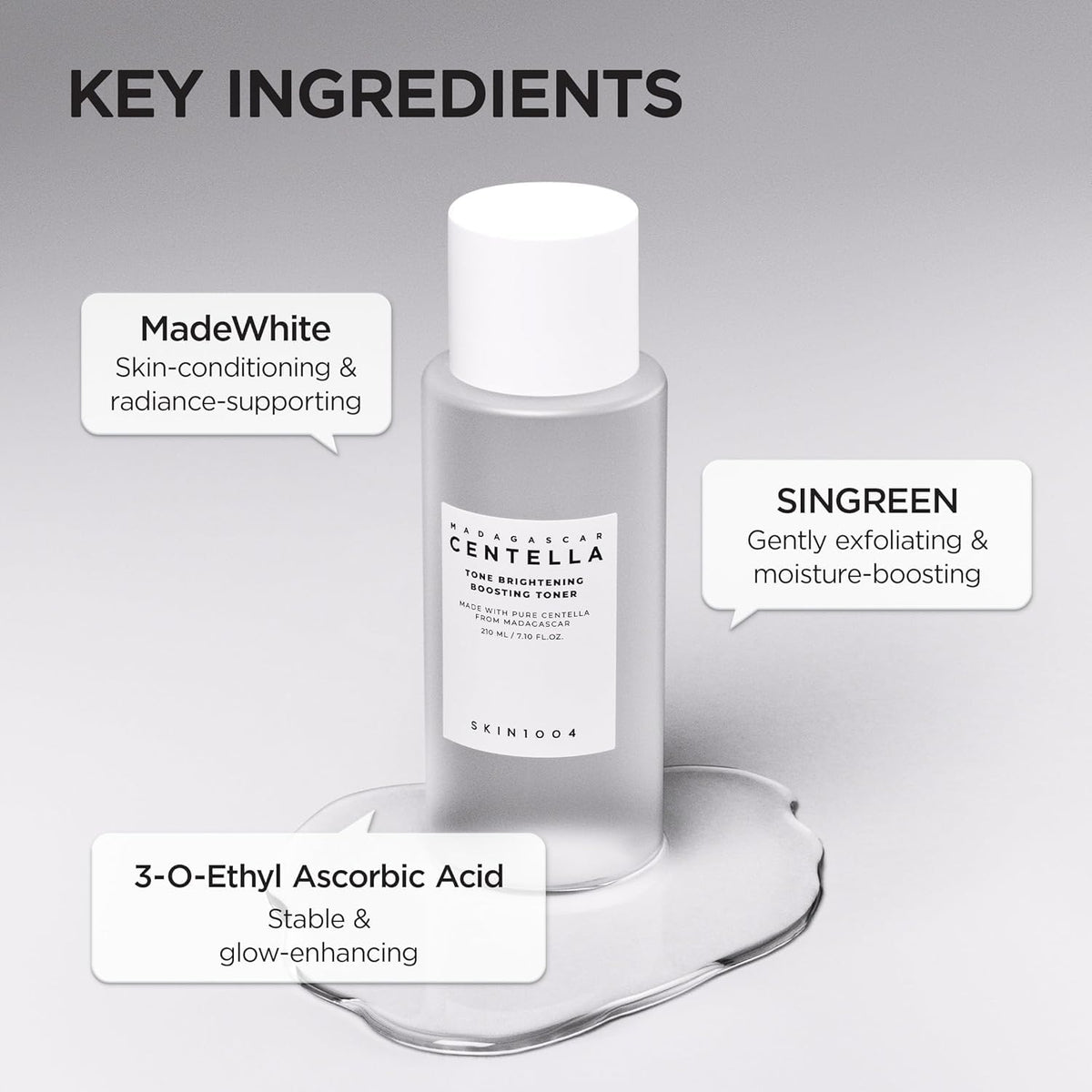 SKIN1004 pouring toner into cotton pad for gentle exfoliation benefit