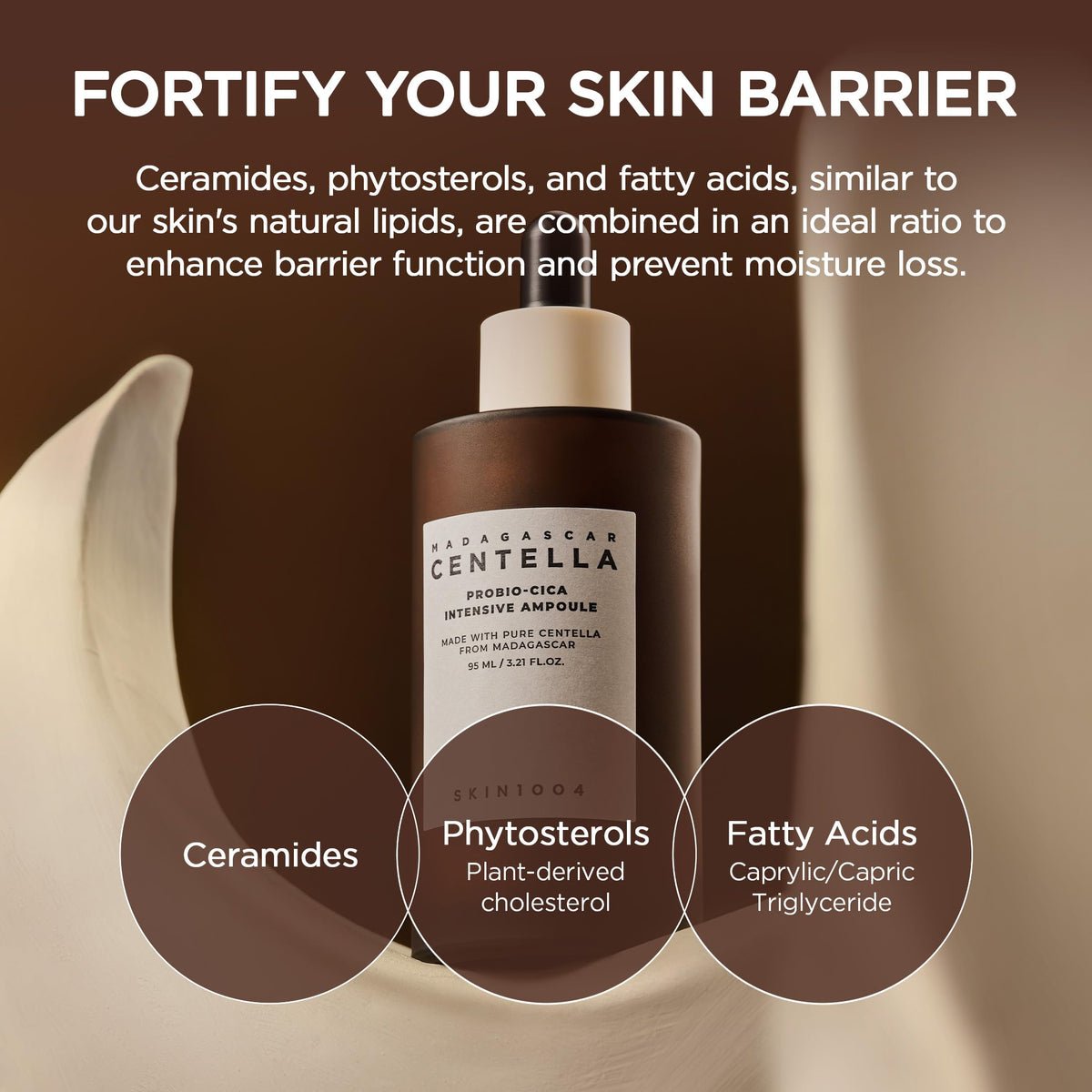 SKIN1004 ingredient label close-up listing ceramides and fermented centella benefit