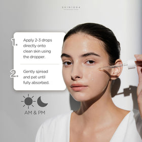 SKIN1004 serum on skin in hand illustrating dewy hydrated finish