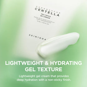 SKIN1004 tube staged on bathroom shelf demonstrating routine compatibility