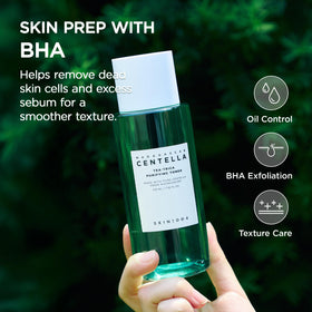 SKIN1004 centella and tea tree ingredients portraying soothing and clarifying benefits