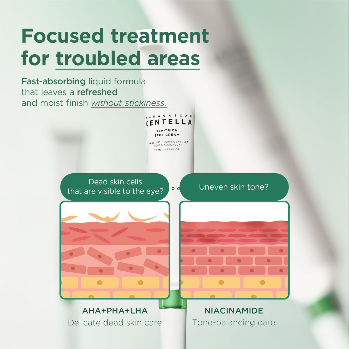 SKIN1004 ingredient label highlighting TECA and tea tree benefits