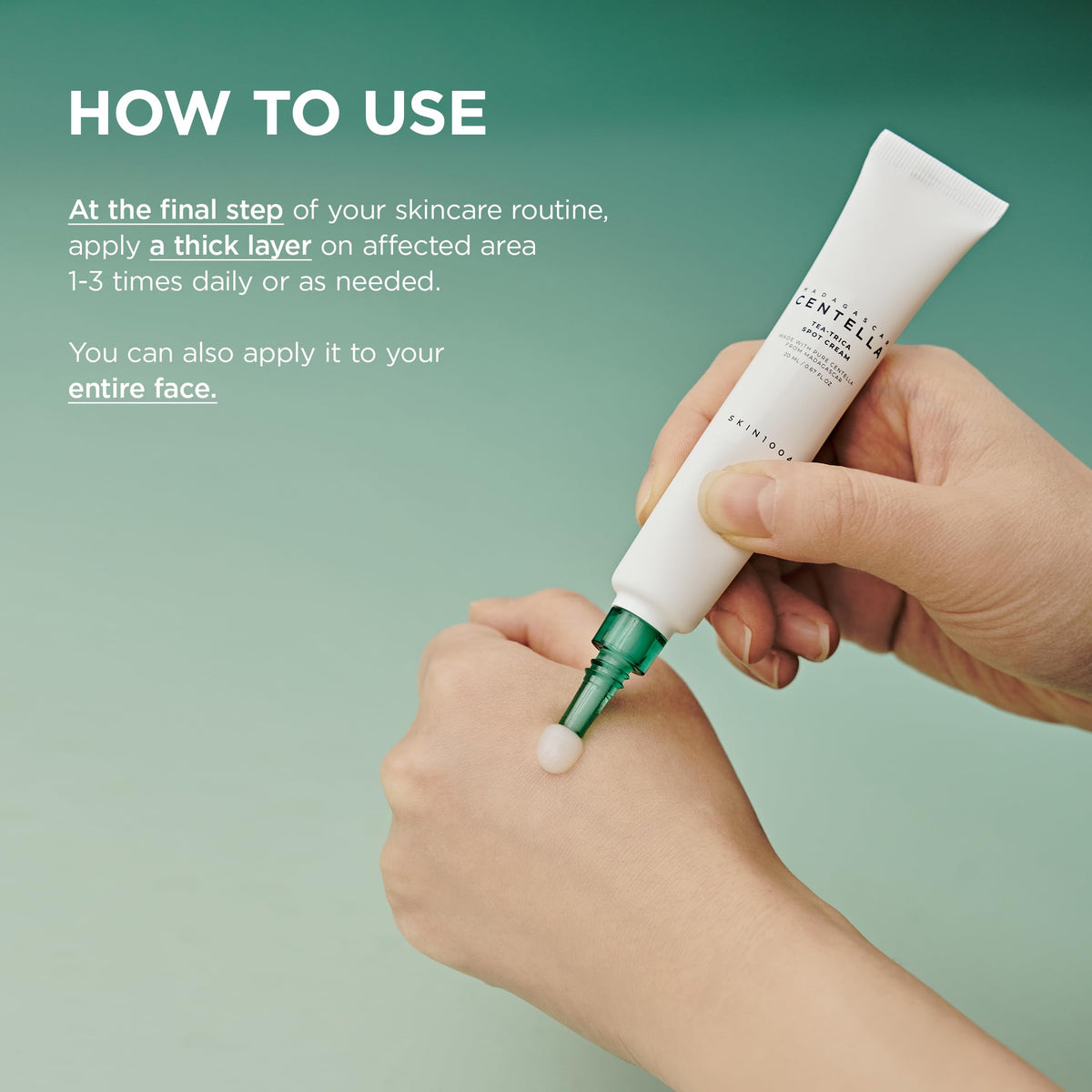 SKIN1004 open tube dispensing product for controlled spot use
