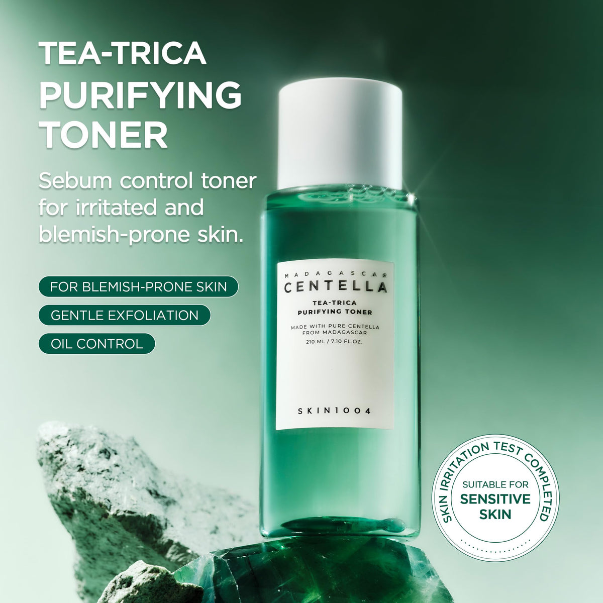 SKIN1004 close-up of clear toner texture highlighting lightweight hydration