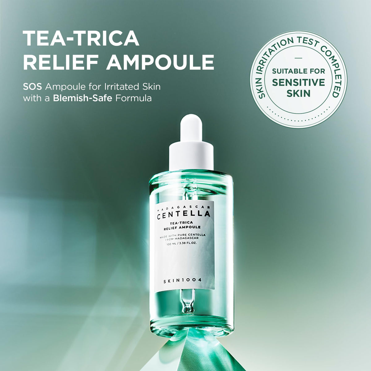 SKIN1004 close-up of serum texture highlighting lightweight hydration and absorption
