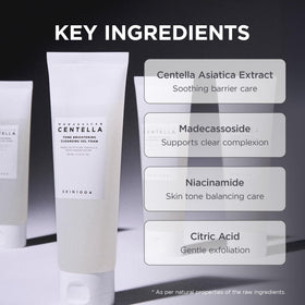 SKIN1004 gel-to-foam texture close-up illustrating gentle hydrating lather