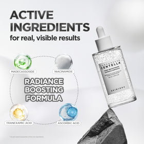SKIN1004 ingredient label highlighting niacinamide and tranexamic acid