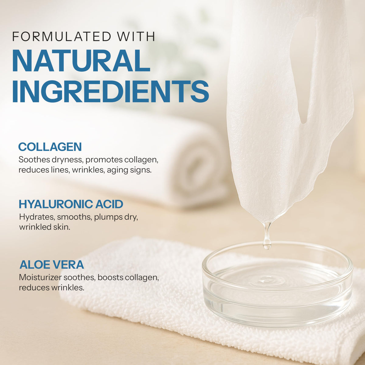 Close-up of Skin 2.0 ingredient label showing hyaluronic acid and collagen
