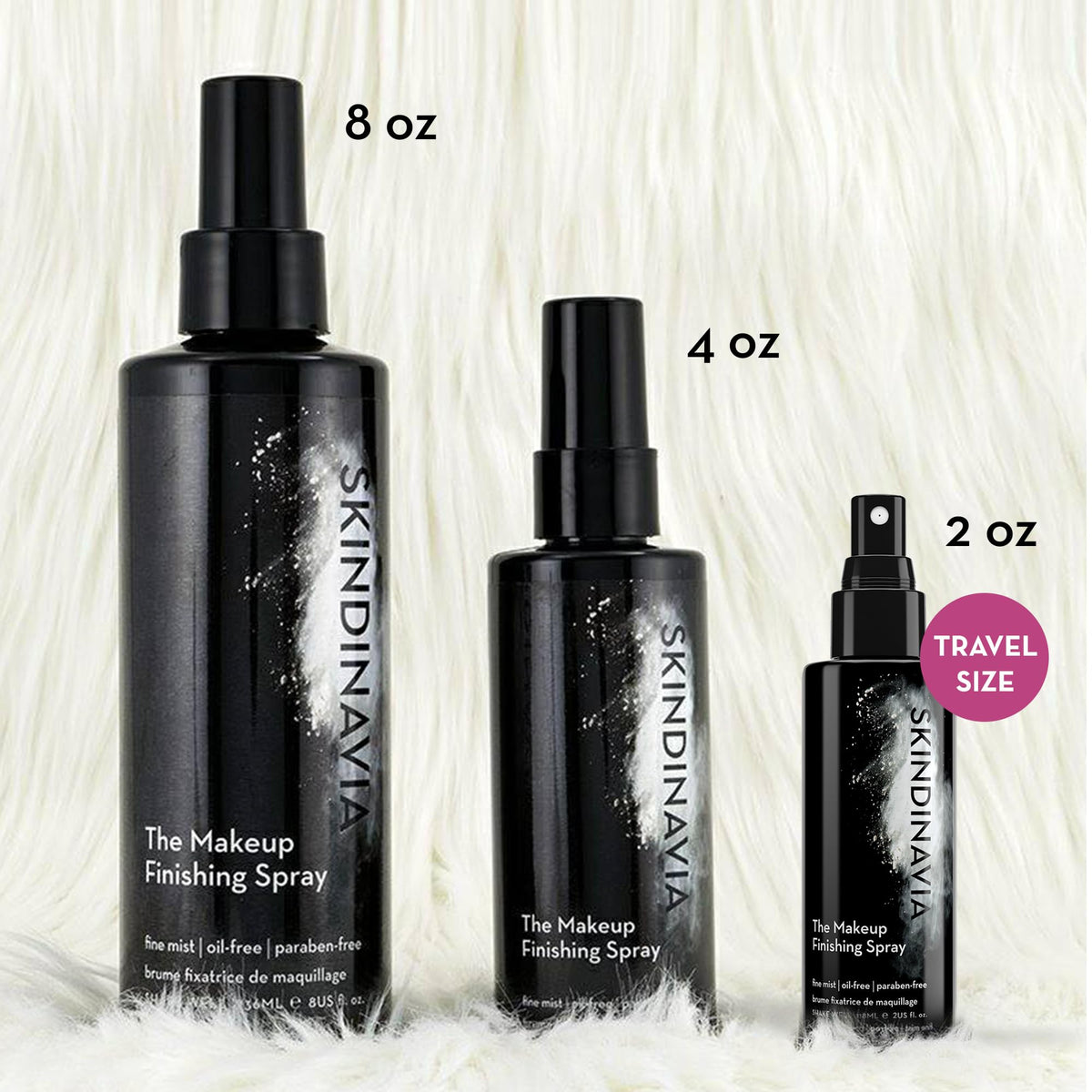 SKINDINAVIA spraying on model to demonstrate lightweight non-sticky finish benefit