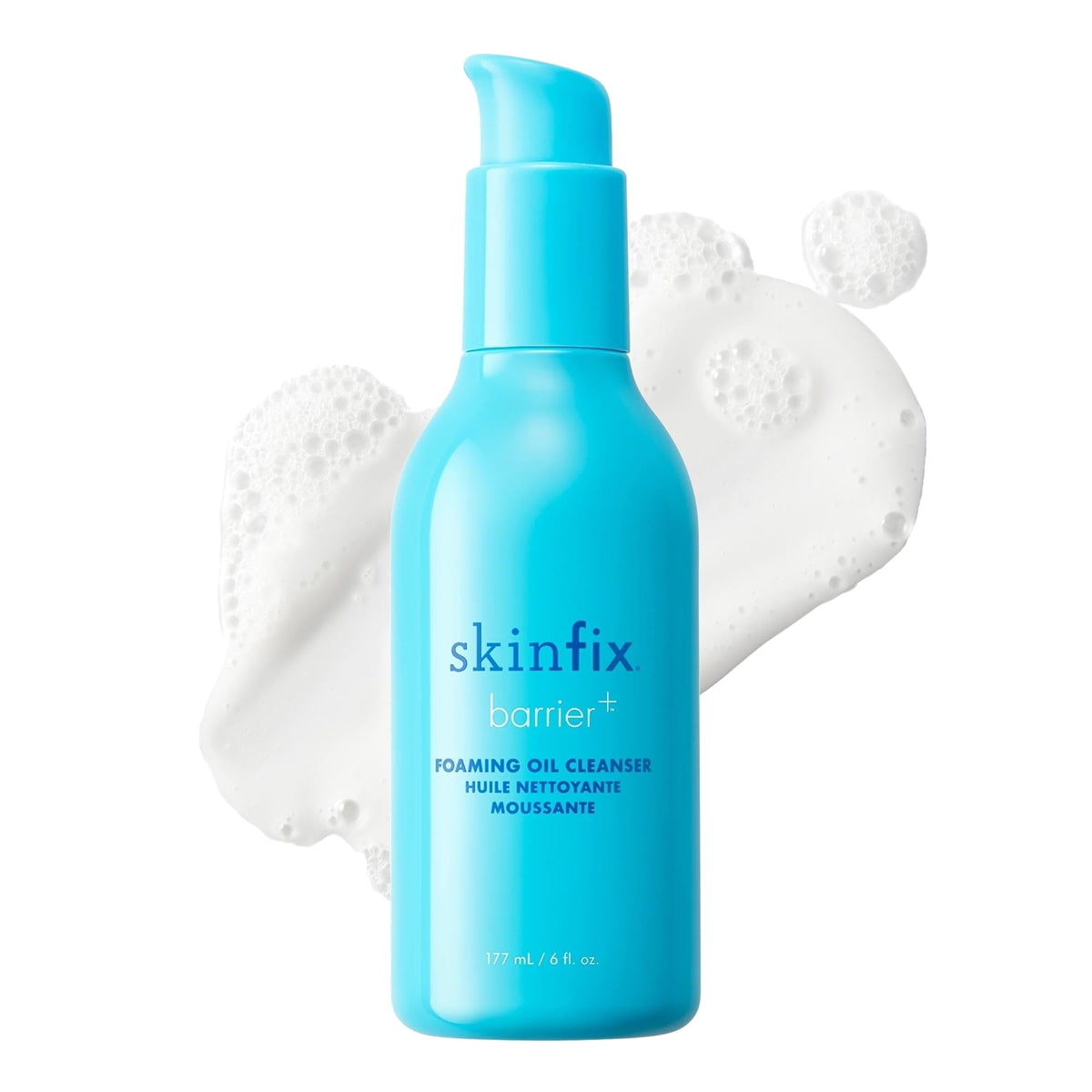 Skinfix foaming oil cleanser front packaging shows brand and benefits