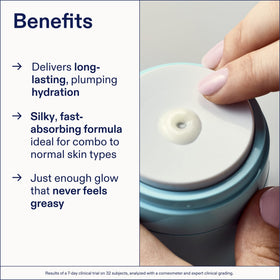 Skinfix applying gel cream to cheek for instant hydration and plumpness