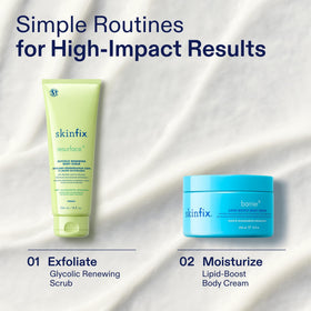 Skinfix scrub in shower being rinsed to show simple in-shower use and results