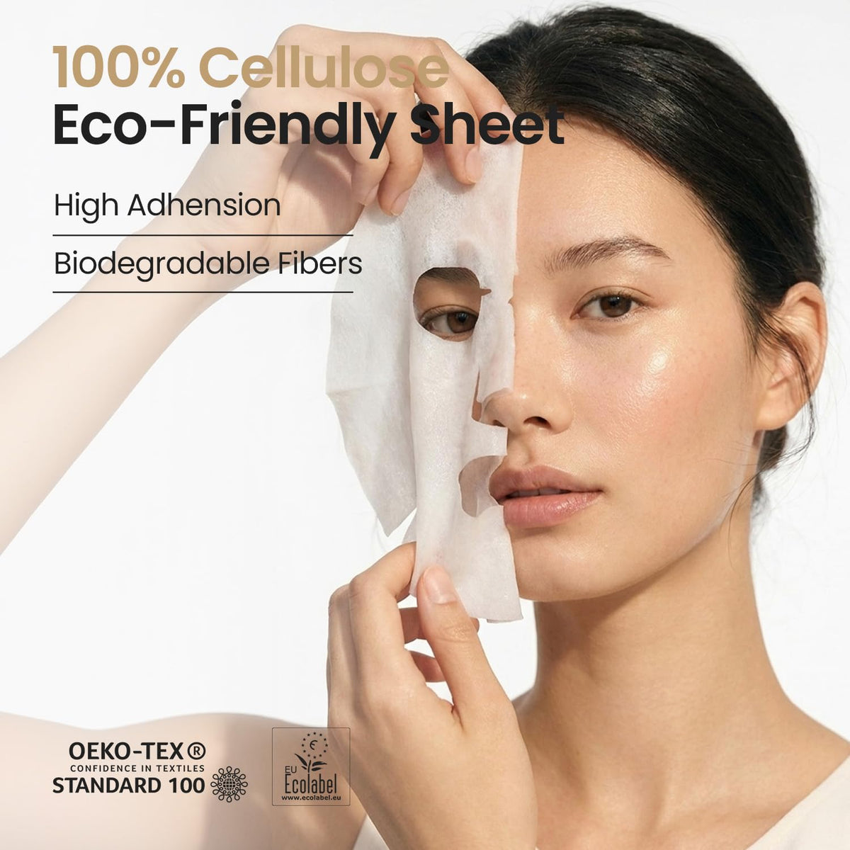 SKINFOOD 1957 sheet mask applied on face for quick five-minute glow