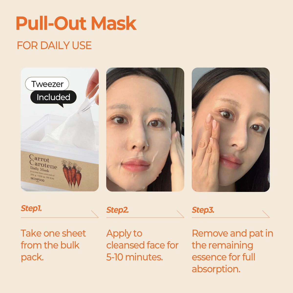 SKINFOOD carrot sachets spread from bulk pack for daily skincare routines