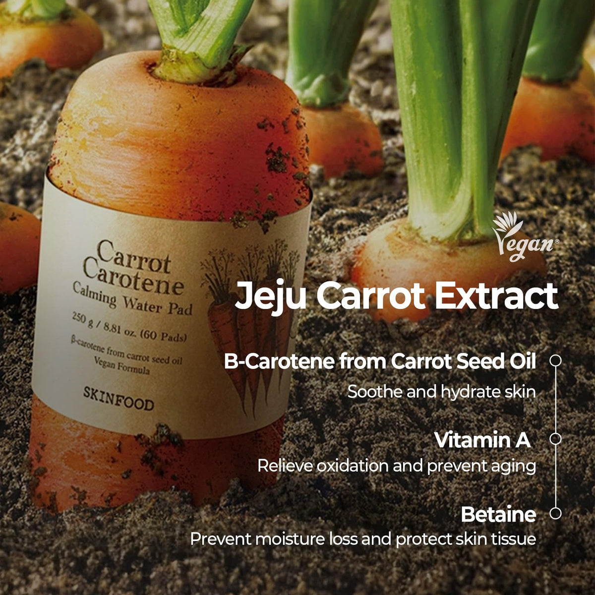 SKINFOOD carrot essence drip close-up showing nourishing carrot-rich formula