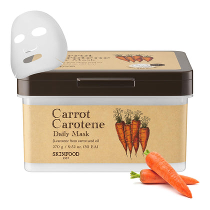 SKINFOOD carrot front packaging showing bulk 30 mask box for convenience