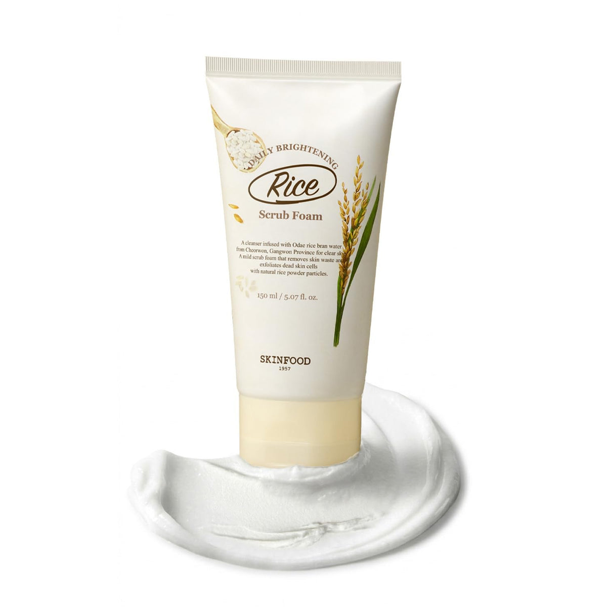 SKINFOOD 1957 front packaging showing cleanser tube and branding benefit gentle exfoliation