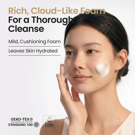 SKINFOOD foam texture close-up showing creamy lather for gentle cleansing