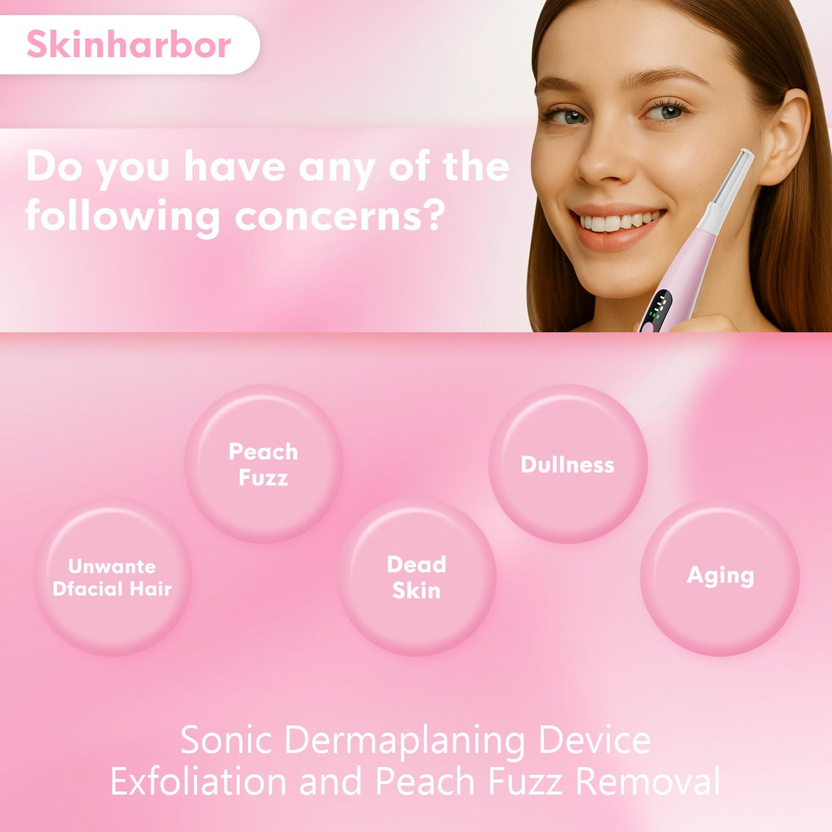 Skinharbor before-and-after makeup application showing improved finish benefit