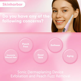 Skinharbor before-and-after makeup application showing improved finish benefit